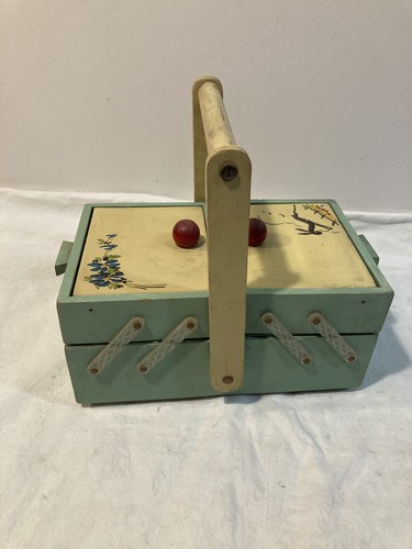 Porta cucito vintage legno - vintage,